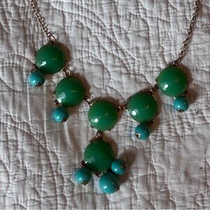 Jade Green & Gold Bubble Necklace, 6 beads